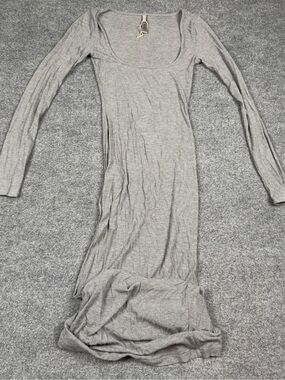 SKIMS Gray Long Sleeve Scoop Neck Maxi Dress